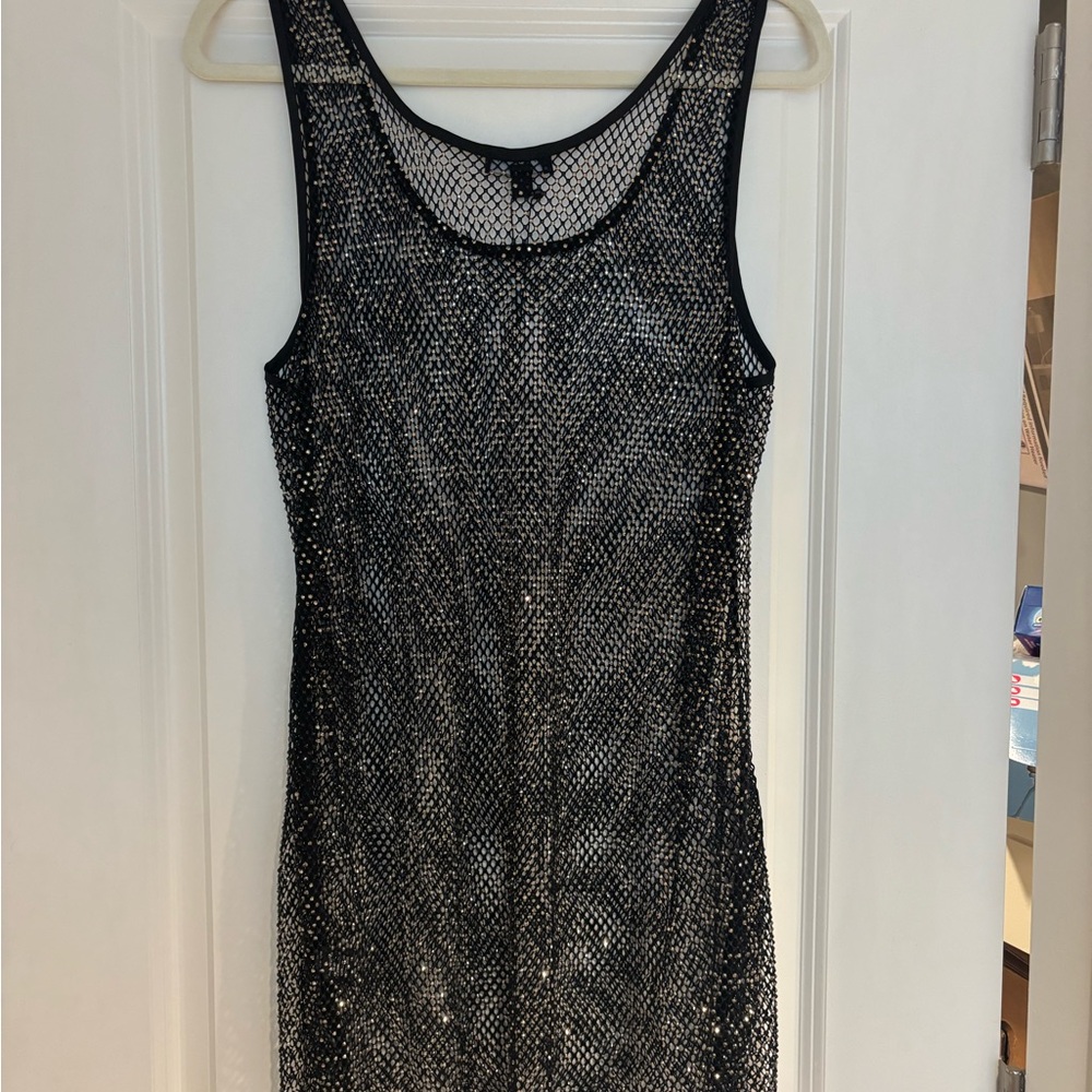 Current Air Black Sheath Mini Dress Sleeveless Scoop Neck Rhinstone